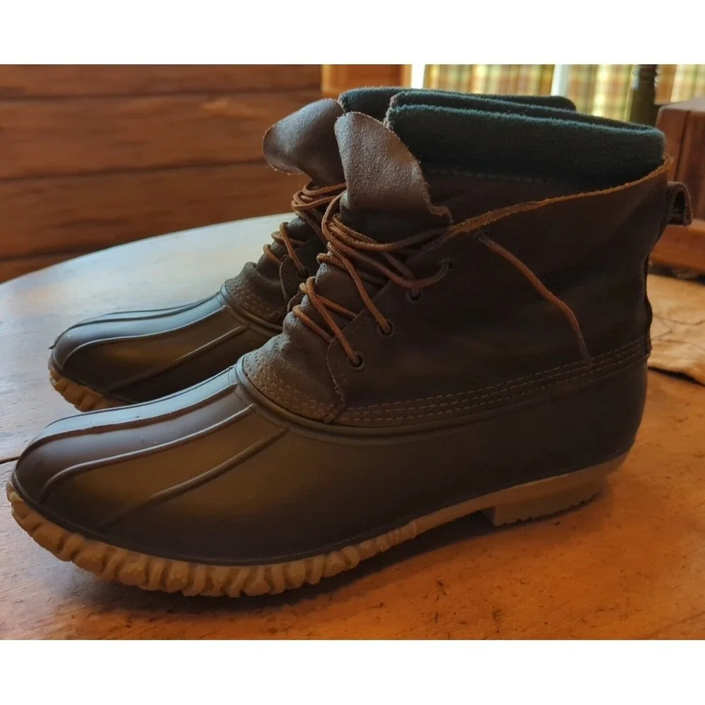 Lacrosse Duck Boots Leather & Inserts Mens Waterproof Rubber Brown READ DESCRIPT